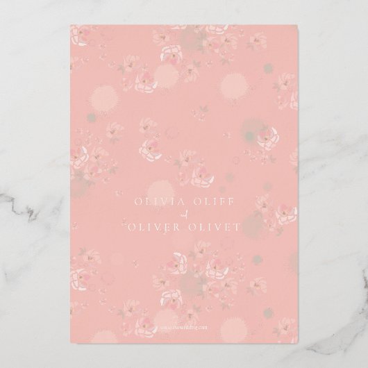 Softness Tea Rose Hochzeit speichern das Datum Folieneinladung (Rückseite)