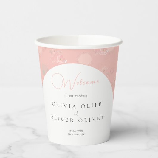 Softness Tea Rose Hochzeit Willkommen Pappbecher (Links)