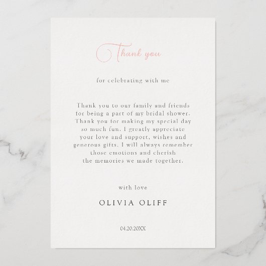 Softness Tee Rose Brautparty Danke Karte (Rückseite)