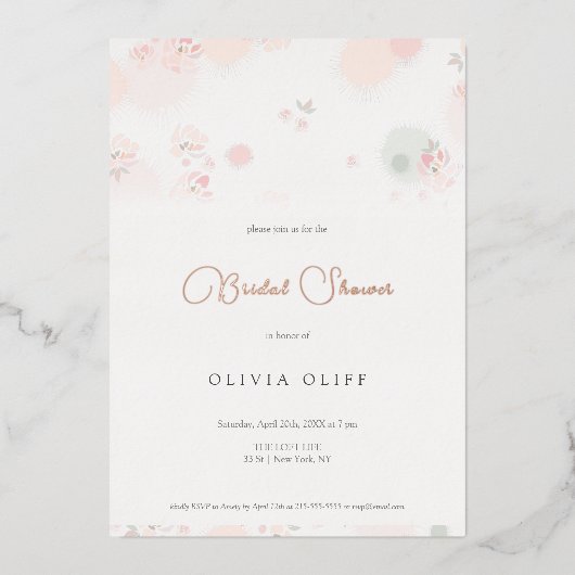 Softness Tee Rose Brautparty Folieneinladung (Vorderseite)