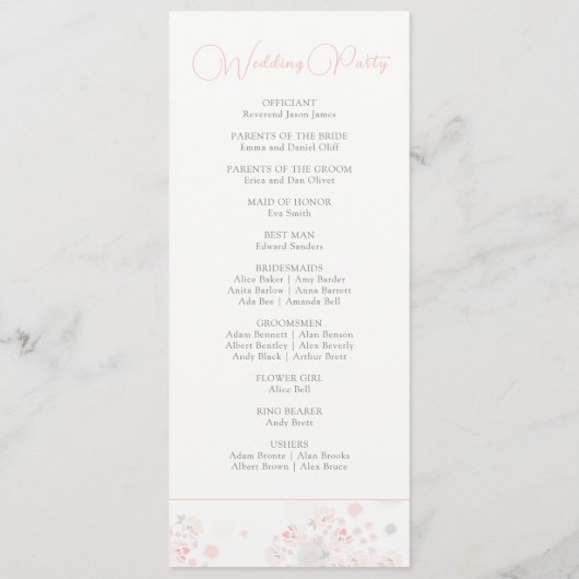 Softness Tee Rose Hochzeit Programm (Rückseite)