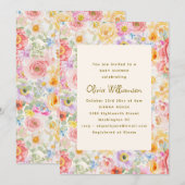 Softpastell-Aquarell-Blumen-Brautdusche Einladung (Vorne/Hinten)