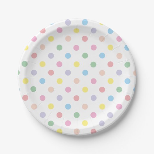 Softpastell-Polka-Punkte-Feier Pappteller (Vorderseite)