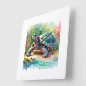 Softshell Turtle 221024AREF149 - Watercolor Quadratische Wanduhr (Winkel)