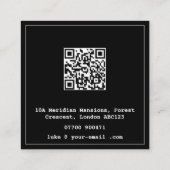 Software Developer Black Geometric QR Code Quadratische Visitenkarte (Rückseite)