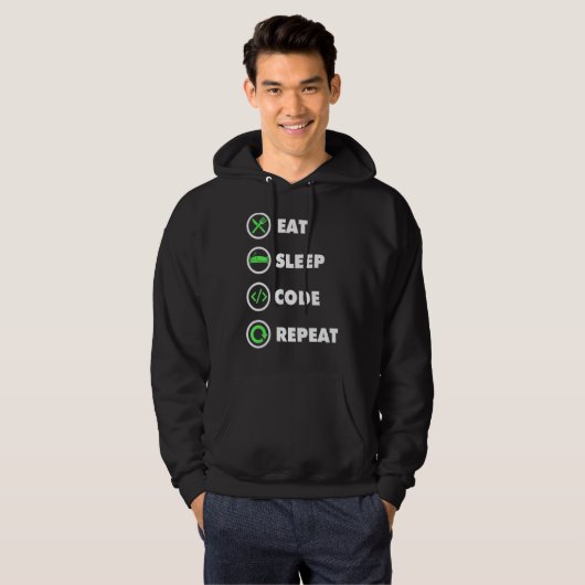 Software Developer Computer Coder aß Sleep Code R Hoodie (Vorne ganz)