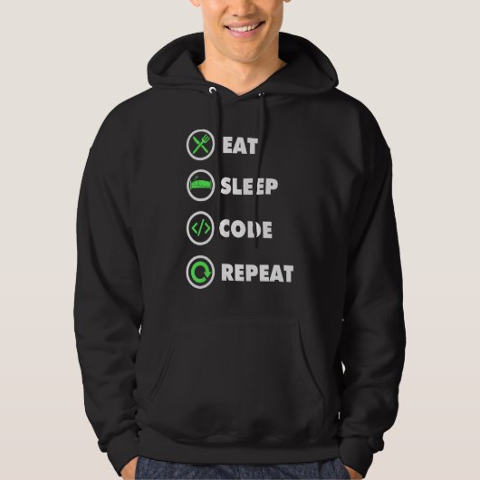 Software Developer Computer Coder aß Sleep Code R Hoodie (Vorderseite)