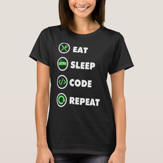 Software Developer Computer Coder aß Sleep Code R T-Shirt (Vorderseite)
