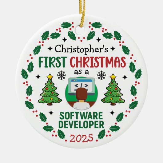 Software Developer Erster Weihnachtsmarkt-Individu Keramik Ornament (Vorne)
