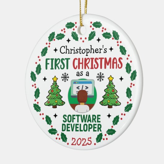 Software Developer Erster Weihnachtsmarkt-Individu Keramik Ornament (Links)