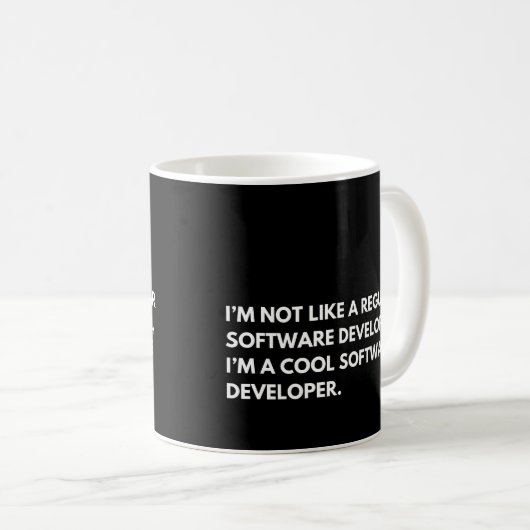 Software Developer Funny Programmer Sprichwort Kaffeetasse (VorderseiteRechts)