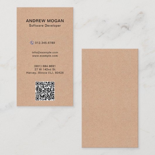 Software Developer Kraft Style Texture Visitenkarte (Vorne/Hinten)