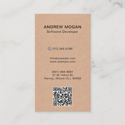 Software Developer Kraft Style Texture Visitenkarte (Vorderseite)