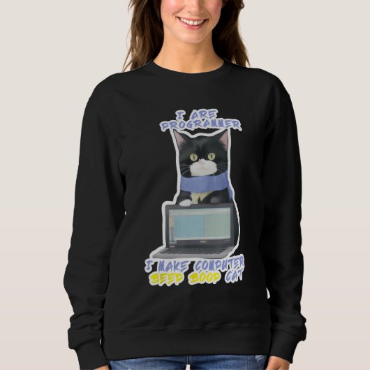Software Developer Make Computer Black Cat Program Sweatshirt (Vorderseite)