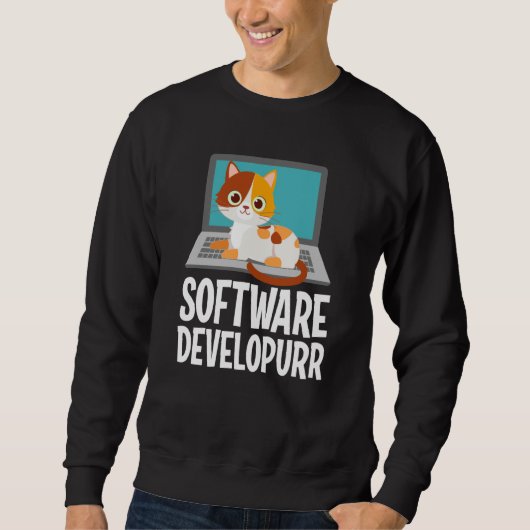 Software Developer Programming Joke Cute Cat Lapto Sweatshirt (Vorderseite)