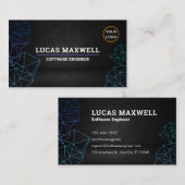 Software Engineer Business Cards Black Futuristic Visitenkarte (Vorne/Hinten)