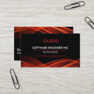 Software Engineer Business Cards Black Red Modern Visitenkarte