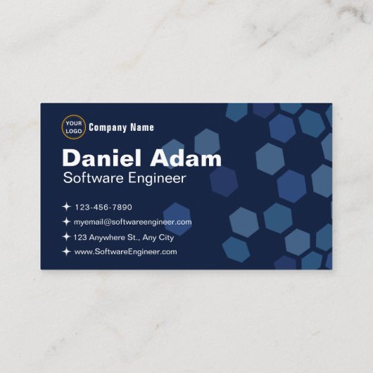 Software Engineer Business Cards Dark Blue Techno Visitenkarte (Rückseite)