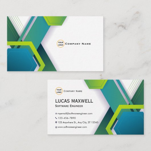 Software Engineer Business Cards grün Visitenkarte (Vorne/Hinten)