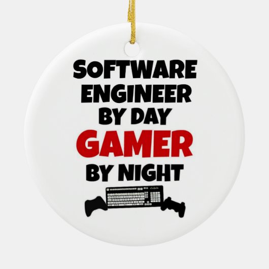 Software Engineer by Day Gamer by Night Keramik Ornament (Hinten)