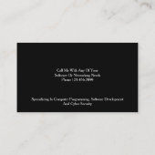 Software Engineer Cyber Security Business Card Visitenkarte (Rückseite)