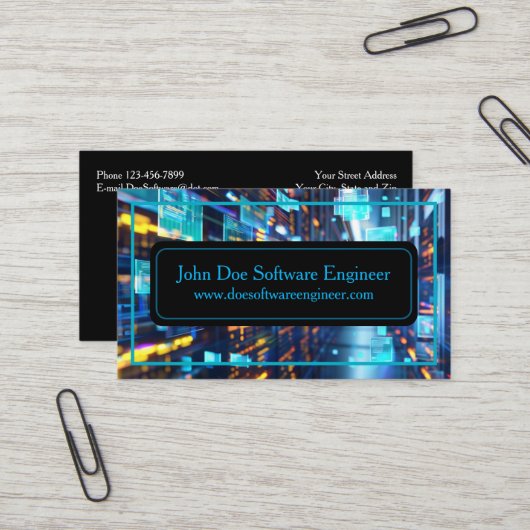 Software Engineer Cyber Security Business Card Visitenkarte (Vorderseite/Rückseite Beispiel)