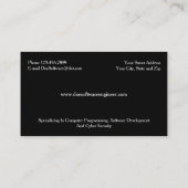 Software Engineer Cyber Security Business Card Visitenkarte (Rückseite)