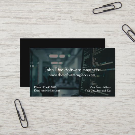 Software Engineer Cyber Security Business Card Visitenkarte (Vorderseite/Rückseite Beispiel)