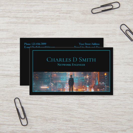 Software Engineer Cyber Security Business Card Visitenkarte (Vorderseite/Rückseite Beispiel)