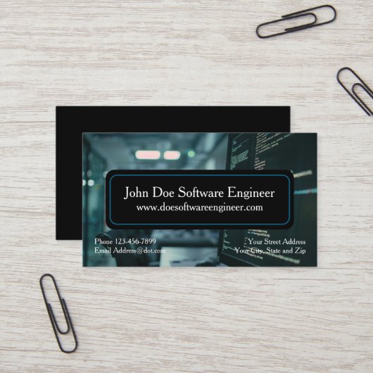 Software Engineer Cyber Security Business Card Visitenkarte (Vorderseite/Rückseite Beispiel)