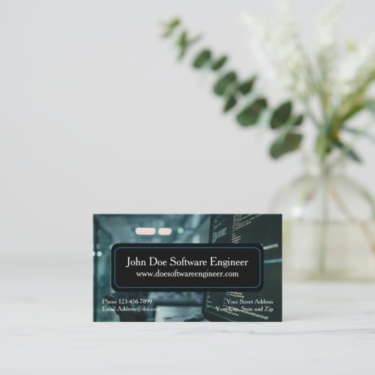 Software Engineer Cyber Security Business Card Visitenkarte (Stehend Vorderseite)