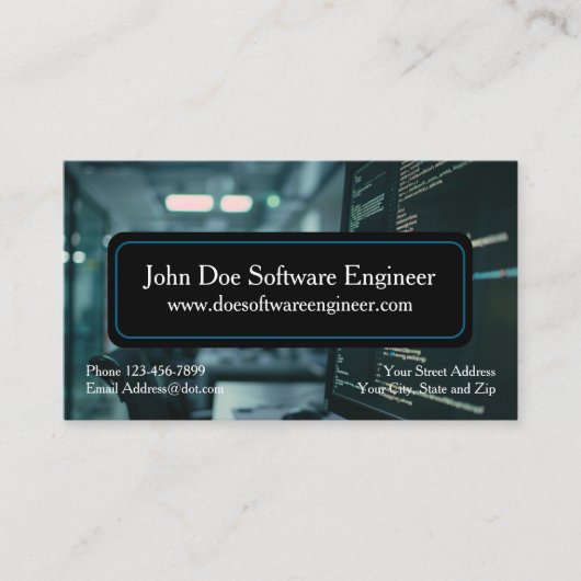 Software Engineer Cyber Security Business Card Visitenkarte (Vorderseite)