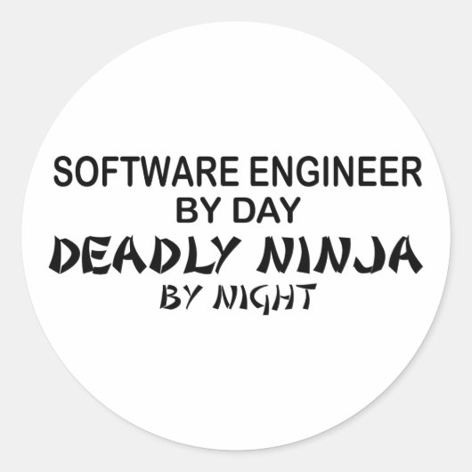 Software Engineer Deadly Ninja Runder Aufkleber (Vorderseite)
