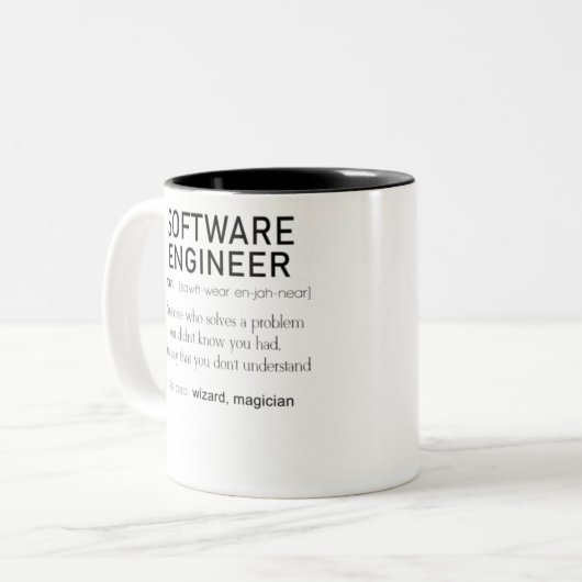 Software Engineer Definition Coder Definition Fund Zweifarbige Tasse (Vorderseite Links)