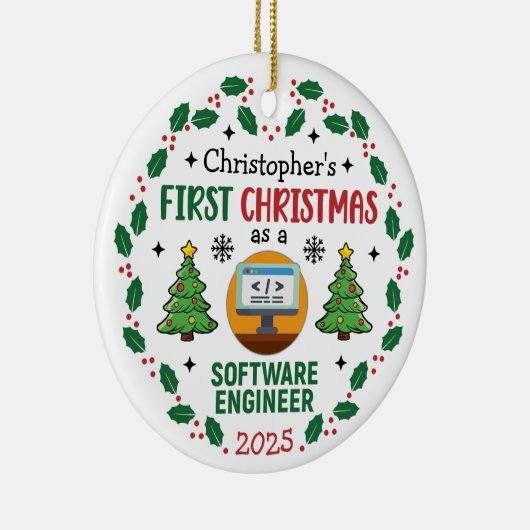 Software Engineer Erster Weihnachtsbaum Individuel Keramik Ornament (Rechts)
