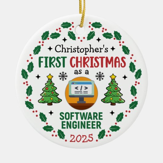 Software Engineer Erster Weihnachtsbaum Individuel Keramik Ornament (Vorne)