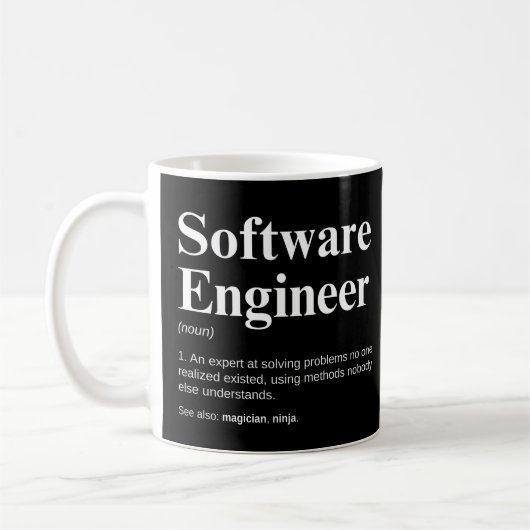 Software Engineer Funny Engineering Sprichwort Kaffeetasse (Links)