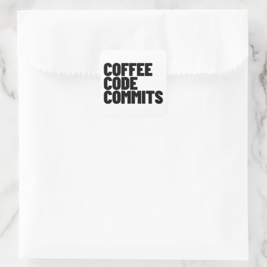 Software Engineer Life - Coffee Code Commits Devel Quadratischer Aufkleber (Tasche)