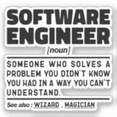 Software Engineer Noun Computer Geek Coding Lover Aufkleber (Vorderseite)