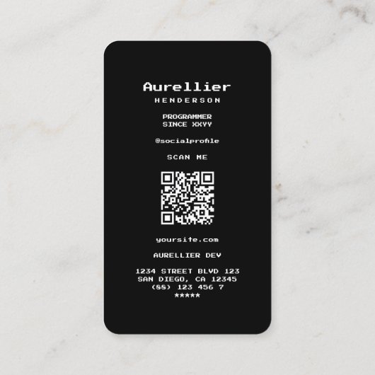 Software Engineer Programmierer Entwickler Schwarz Visitenkarte (Rückseite)