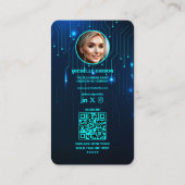 Software Engineer Programmierer Modernes Neon Blue Visitenkarte (Rückseite)