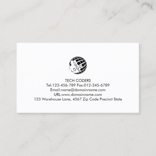 Software-Entwickler für Computerprogrammierer Visitenkarte (Rückseite)