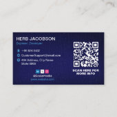 Software-Entwickler | Modern Blue Barcode Visitenkarte (Vorderseite)