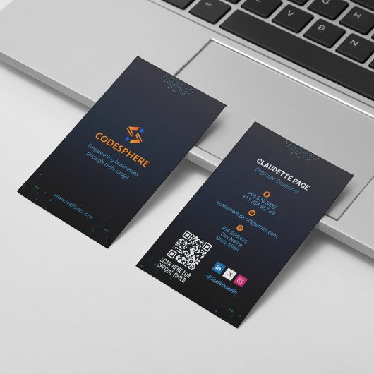 Software-Entwickler | Modern Blue Potrait Visitenkarte