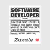 Software-Entwickler Noun Definition Coding Experte Aufkleber (Blatt)