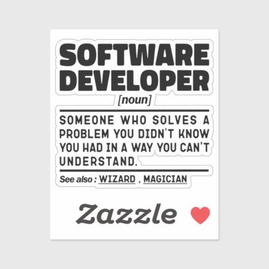Software-Entwickler Noun Definition Coding Experte Aufkleber (Blatt)