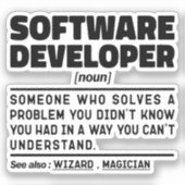 Software-Entwickler Noun Definition Coding Experte Aufkleber (Vorderseite)