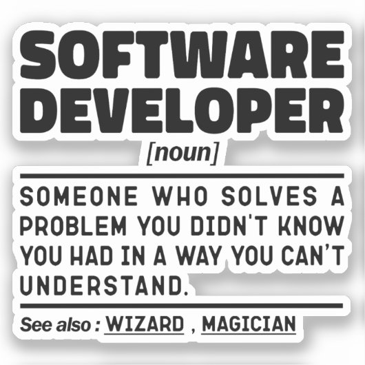 Software-Entwickler Noun Definition Coding Experte Aufkleber (Vorderseite)