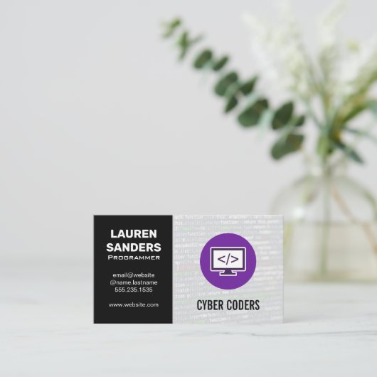 Software-Entwickler | Programmiercode Visitenkarte (Stehend Vorderseite)