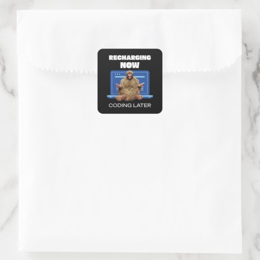 Software-Entwickler von Bigfoot Programmer Coder Quadratischer Aufkleber (Tasche)